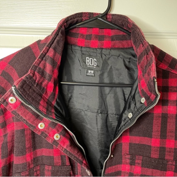 BDG Urban Outfitters Skye Plaid Shirt Jacket in Red and Black Size Medium - Picture 7 of 10